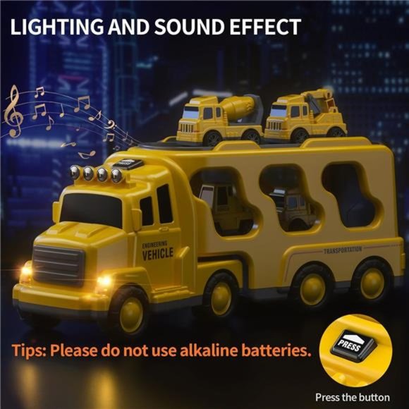 5-in-1 Construction Truck for 3-9 Year Old Boys & Girls -Friction Power Vehicle - Picture 2 of 7